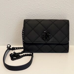 Tory Burch Black Quilted Chain Crossbody Bag